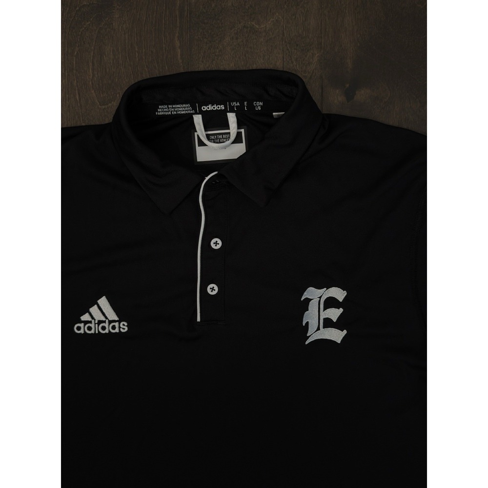Adidas Polo Aeroready Shirt Mens Size L Black‎ Short Sleeve "E" Embroidered Logo